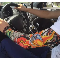 Arm Tattoo Ærmer, 6 Pak Mænd Falske Midlertidige Tatovering Nylon Ærme Arm Strømper Elastisk Biker Ærme til Halloween
