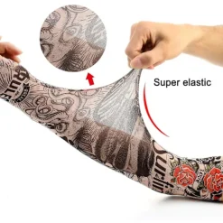 Arm Tattoo Ærmer, 6 Pak Mænds Falske Midlertidige Tattoo Ærmer Arm Strømper Elastisk til Halloween