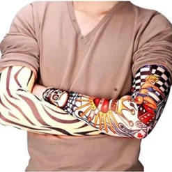 Arm Tattoo Ærmer, 6 Pak Mænds Falske Midlertidige Tattoo Ærmer Arm Strømper Elastisk til Halloween