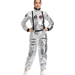 Astronaut kostume til kvinder, voksen rumflyverdragt, Halloween cosplay kjole BSSM M