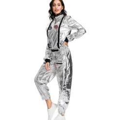 Astronaut kostume til kvinder, voksen rumflyverdragt, Halloween cosplay kjole BSSM M