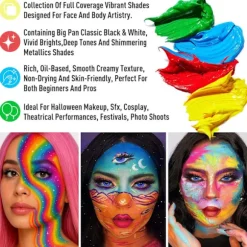 Athena Ansigt Krop Maling Olie Palette, Professionel Flash Ikke Giftig Sikker Tatovering Halloween FX Party Kunstner Fancy Makeup Malersæt Til Børn og Voksne | Fyndiq