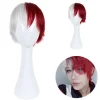 AVEKI Anime My Hero Academia Todoroki Shoto Cosplay Multi-Color Kostume Paryk, med Pandehår Inklusive Varmebestandig til Voksne, Rød-485
