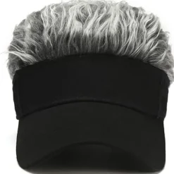 B Herrehatte med sjovt hår, kasket med falsk hår til mænd, Guy Fieri parykhat, justerbar baseballkasket
