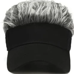 B Herrehatte med sjovt hår, kasket med falsk hår til mænd, Guy Fieri parykhat, justerbar baseballkasket