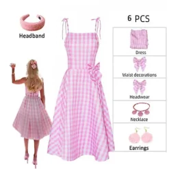 Barbie Kostume til Kvinder Barbie Kjole Bedårende Rosa Dame Cosplay Piger Tøj Kvinde Halloween Klassisk Dukke Rollespil Barbie Dress Up XL