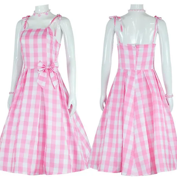 Barbie Kostume til Kvinder Barbie Kjole Bedårende Rosa Dame Cosplay Piger Tøj Kvinde Halloween Klassisk Dukke Rollespil Barbie Dress Up XL