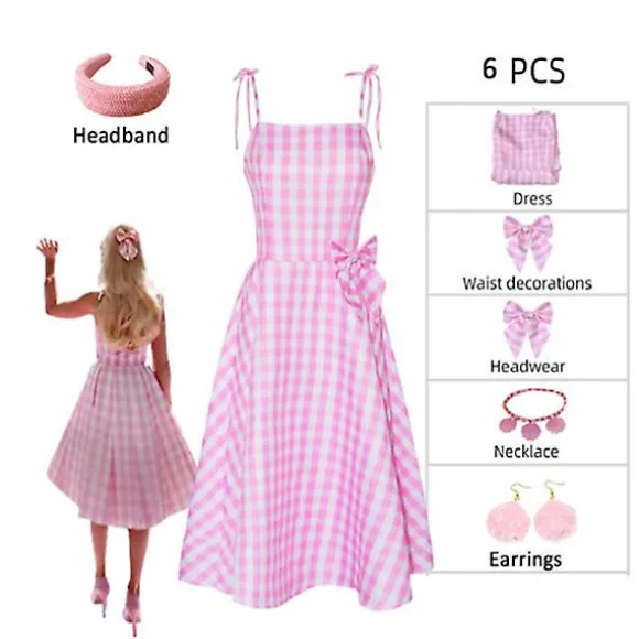 Barbie Kostume Til Kvinder Barbie Kjole Bedårende Rosa Dame Cosplay Piger Tøj Kvinde Halloween Klassisk Dukke Rollespil Barbie Dress Up V 3XL