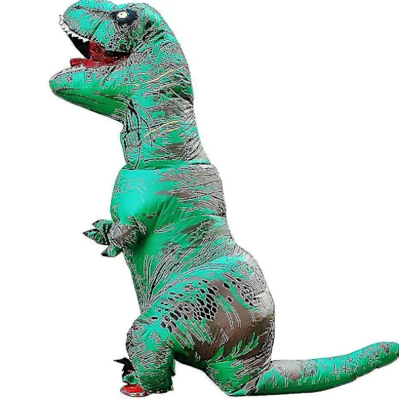 Barn & Voksen Dinosaur Oppustelige Cosplay Kostumer T-rex Anime Tegneserie Festkjole Kostumer Halloween Kostume green