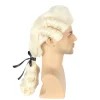 Barok paryk (lys blond), markis paryk til mænd og kvinder med sort bånd og krøller