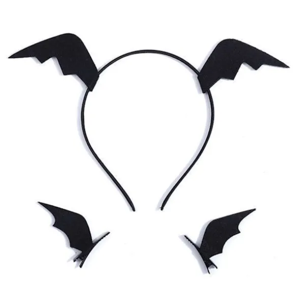 Bat Devil Vinge Hårbøjle Bat Hårklemmer Sæt Skridsikker Hovedbeklædning Fotorekvisitter Udklædning Halloween Cosplay Tilbehør