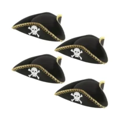 Beijiyi Tricorn Pirathatte Koloniale Kostume Tilbehør Udklædning Sort Filt (m)