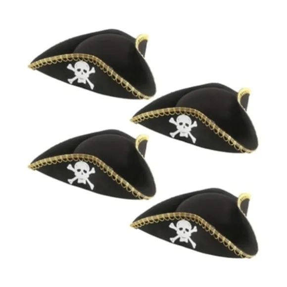 Beijiyi Tricorn Pirathatte Koloniale Kostume Tilbehør Udklædning Sort Filt (m)