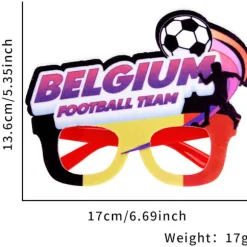 Belgien Fodboldhold Festbriller, Fodboldtema Nyhedsbriller til Kampdag, VM Fan Kostumebriller til Festdekorationer