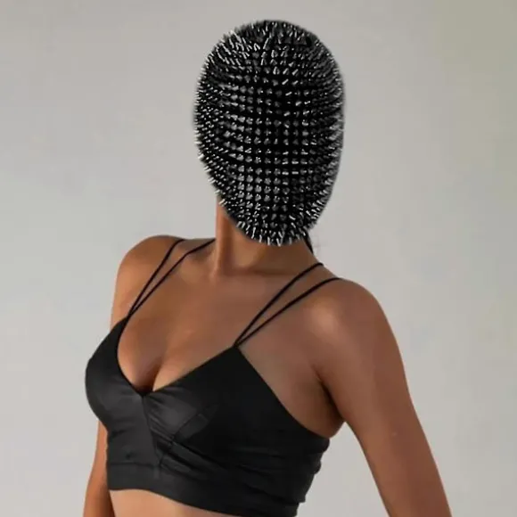 Besat med nitter Full Face Jewel Margiela Ansigt Cover Halloween Cosplay Sjov Maske