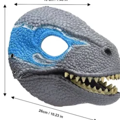BestAlice Dino Maske Bevægelig Kæbe, Dinosaur Maske Hovedbeklædning, Jurassic Bevægelig Dinosaur Hoved Legetøj Velociraptor Maske Halloween Blue 23 x 15 x 13 cm/9 x 5 x 6 inch | Fyndiq