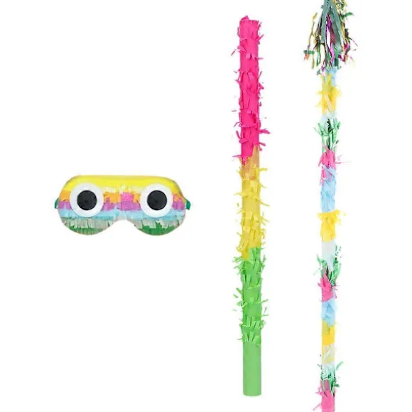 Bind for Øjnene Pinata Rekvisitter Blinder Farverig Slå-pind Legetøj Pinata til Mænd 1 Sæt