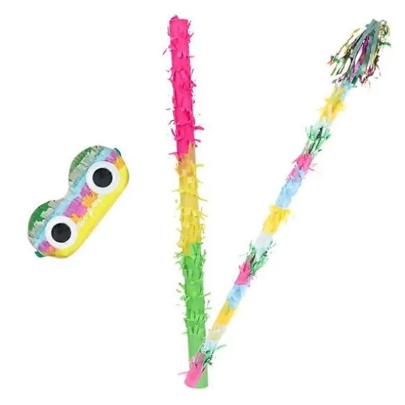 Bind for Øjnene Pinata Rekvisitter Blinder Farverig Slå-pind Legetøj Pinata til Mænd 1 Sæt