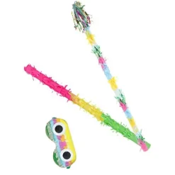 Bind for Øjnene Pinata Rekvisitter Blinder Farverig Slå-pind Legetøj Pinata til Mænd 1 Sæt