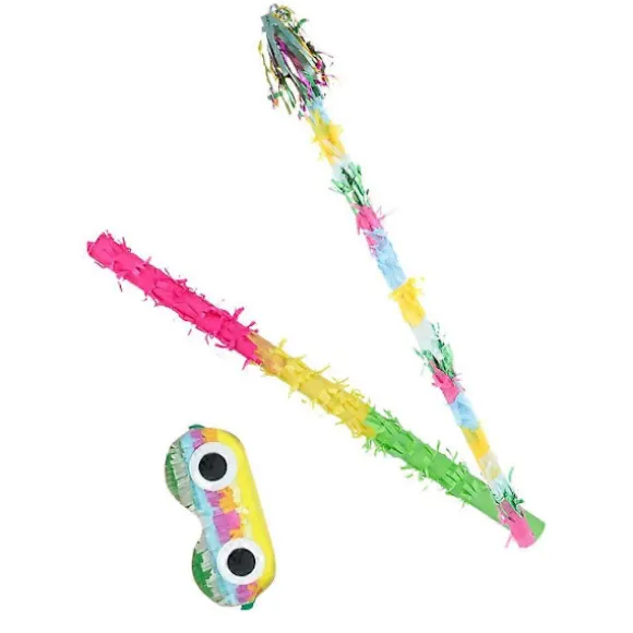 Bind for Øjnene Pinata Rekvisitter Blinder Farverig Slå-pind Legetøj Pinata til Mænd 1 Sæt