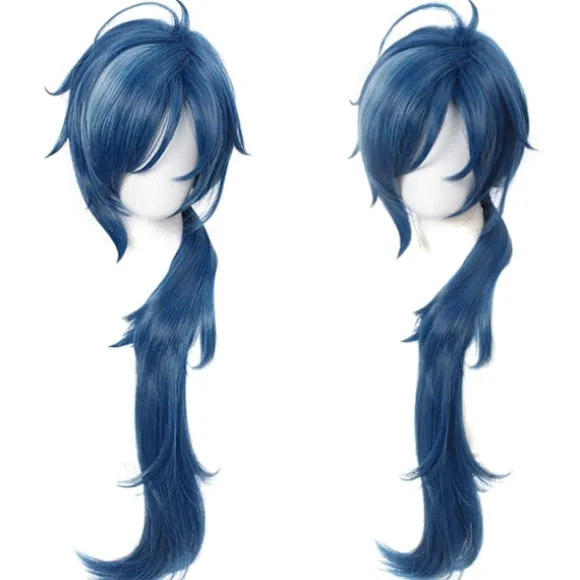Blå bølget Cosplay-paryk til spillet Genshin Impact Lolita Gradient, CJY