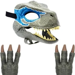 Blå Dinosaur Maske Jurassic World Raptor Dinosaur Tilbehør Dino Cosplay Rekvisitter Festival Karneval Gaver