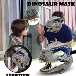 Blå Dinosaur Maske Jurassic World Raptor Dinosaur Tilbehør Dino Cosplay Rekvisitter Festival Karneval Gaver