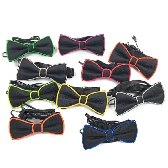 (Blå) LED Lysende Sløjfe med Neon Lys, Unisex, Tre Blink Tilstande