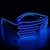 (Blå) Neon Rave Briller El Wire Blinkende LED Solbriller Lysende DJ Kostumer Kompatibilitet med Fest, 80'erne, EDM, Halloween-XS6-