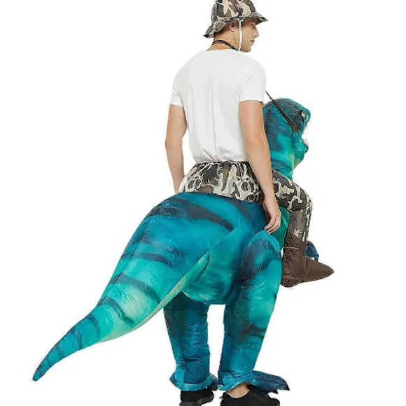 Blå Velociraptor Oppustelig Dragt, Voksenstørrelse-lingling}