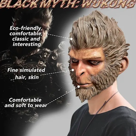 Black Myth Wukong Maske Abekonge Hovedbeklædning Halloween Cosplay Rekvisitter