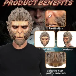 Black Myth Wukong Maske Abekonge Hovedbeklædning Halloween Cosplay Rekvisitter