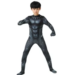 Black Panther Cosplay Bodysuit til børn og voksne, Superhelt Heldragt til Halloween, Cosplay-arrangementer, Comic Con og temafester 110cm