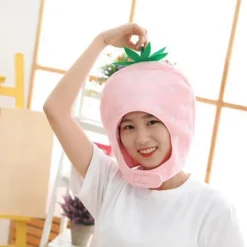Blød Jordbær Hat Cosplay Hovedbeklædning Foto Rekvisitter Til Ferie Nytårsfest Pink