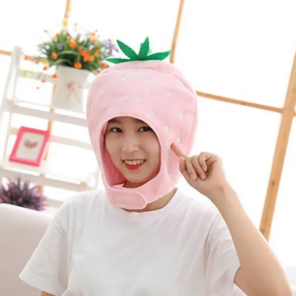Blød Jordbær Hat Cosplay Hovedbeklædning Foto Rekvisitter Til Ferie Nytårsfest Pink