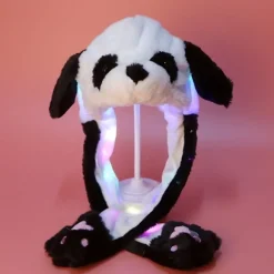 Blød varm kaninhat med LED-lys, hoppende ører No Light Pink Rabbit Hat