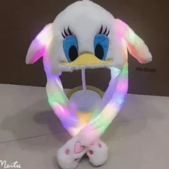 Blød varm kaninhat med LED-lys, hoppende ører No Light Pink Rabbit Hat