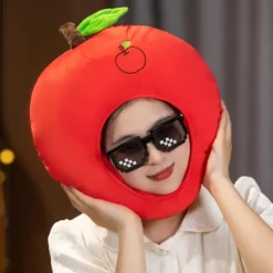 Æble og Appelsin Hat, Sjov Frugt Hovedbeklædning, Halloween Fødselsdag Jul Fest Gave til Kvinder Børn, Plys Hat Voksen Apple