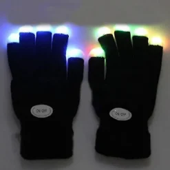 Blinkende handsker, der lyser, 7 tilstande, LED Rave-lys, fingerbelysningsvante, sort, høj kvalitet