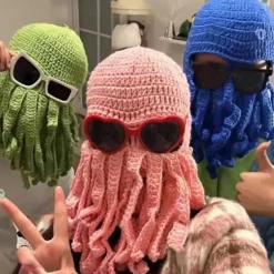 Blæksprutte Blæksprutte Bomuldshat Skør Fest Blækspruttehat Balaclava Hat Pink