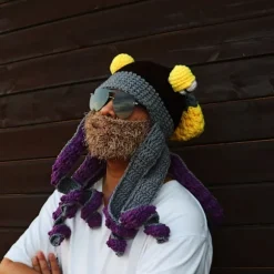 Blæksprutte Voksen Tentakel Hue Håndvævet Strikket Blæksprutte Hue Jul Halloween Kostume Cosplay (Hvid)