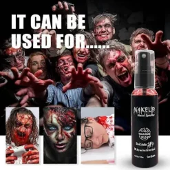 Blodstænk Rød Spray, Halloween Fake Blod Makeup, Fake Blod Spray, Vaskbar Blod Makeup til Vampyr Zombie Blod, 50g (Fake Blod Spray)