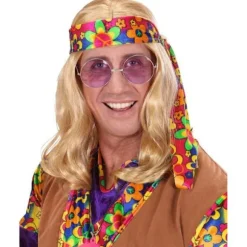 Blond hippie paryk til mænd fra 60'erne - WIDMANN - Kostumetilbehør - Voksen, CJY Blont hu00e5r