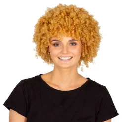 Blond Lockig Krullig Peruk Creme one size