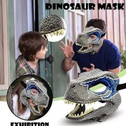 Blue Dinosaur Mask Jurassic World Raptor Dinosaur Accessories Dino Cosplay Props Festival Carnival Presents wz