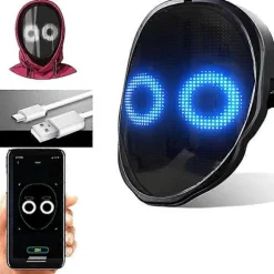 Bluetooth LED Lysende Festmaske Halloween Jul DIY LED Maske Black