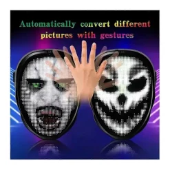 Bluetooth LED Lysende Festmaske Halloween Jul DIY Animation Tekst Kærlighed Spøg Koncert Robot - WELLNGS