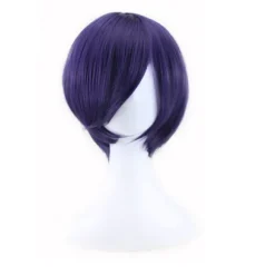 Blå-violet ansigtsindpakket cosplay animations paryk (24-25CM), kort rollespils paryk