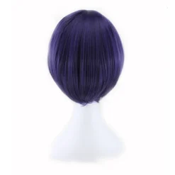 Blåviolett ansiktsinpackad cosplay-animationsperuk (24-25CM), kort rollspel peruk