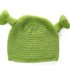 BraVärdeVarm Unisex Håndlavet Shrek Hue - Varm og Holdbar Håndlavet Hue - Uld Vinterhue til Mænd og Kvinder - Grøn
